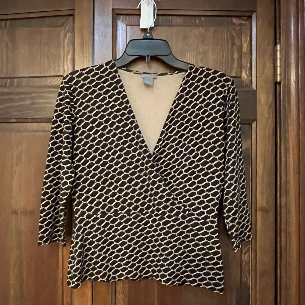 Ann Taylor chain link shirt size small brown pattern